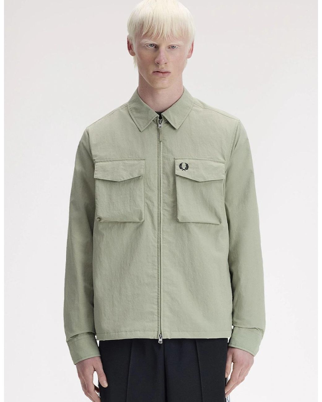 Fred Perry Green Ripstop Pocket Overshirt for men