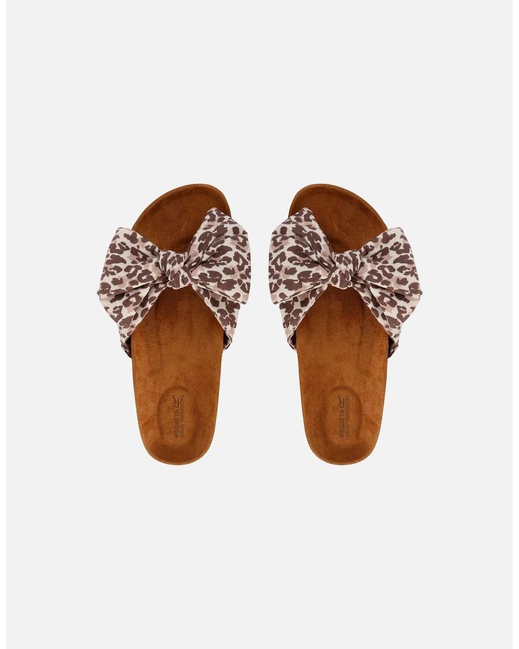 Regatta Brown Ladies Ava Leopard Bow Strap Sandals