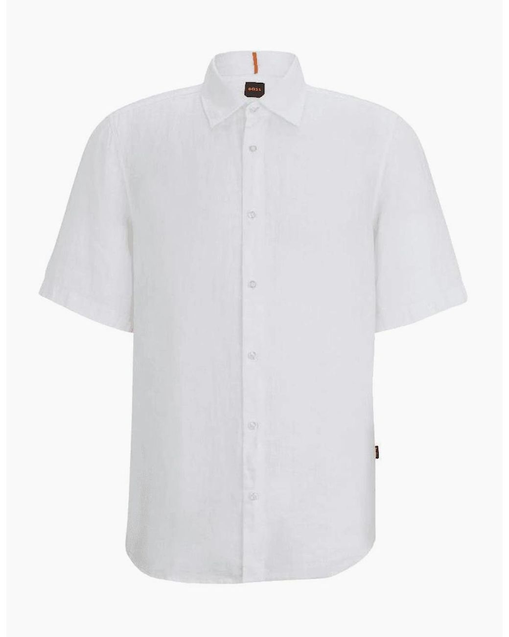 Boss White Rash_2 Regular Fit Linen Shirt for men