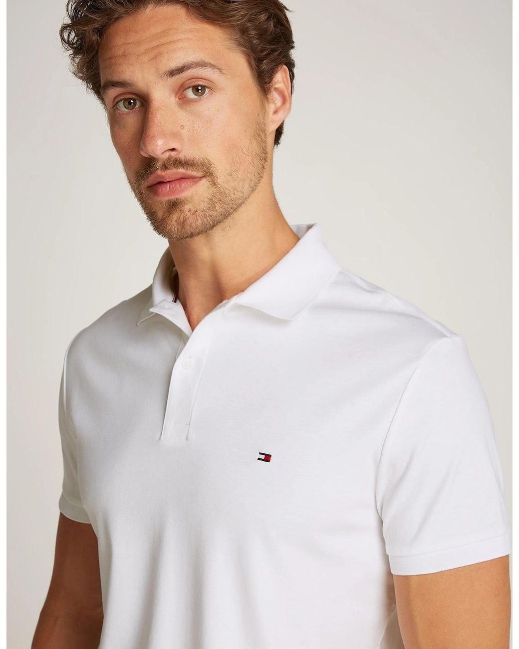 Tommy Hilfiger White Liquid Cotton Essential Polo for men