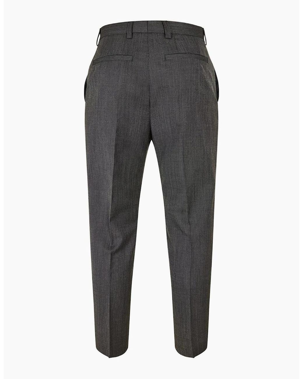 Boss Gray Solid Patterned Flat Front Mid Rise Chinos for men