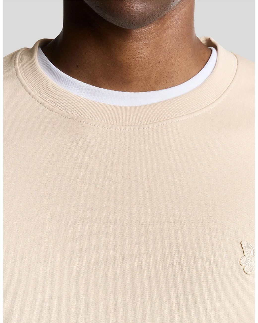 Lyle & Scott White Lyle & Scott Tonal Superfine Crew Neck Sweat for men