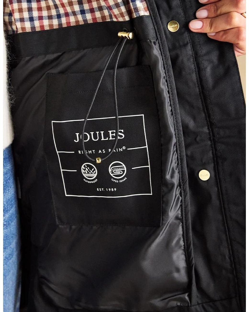 Joules Black Portwell Rain Coat