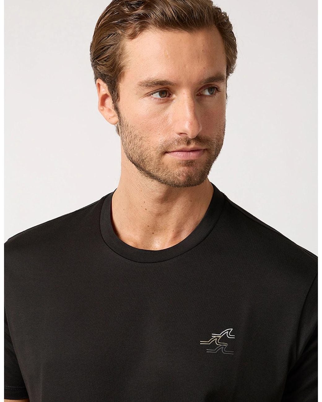 Paul & Shark Black Wave Shark Logo Cotton T-Shirt for men