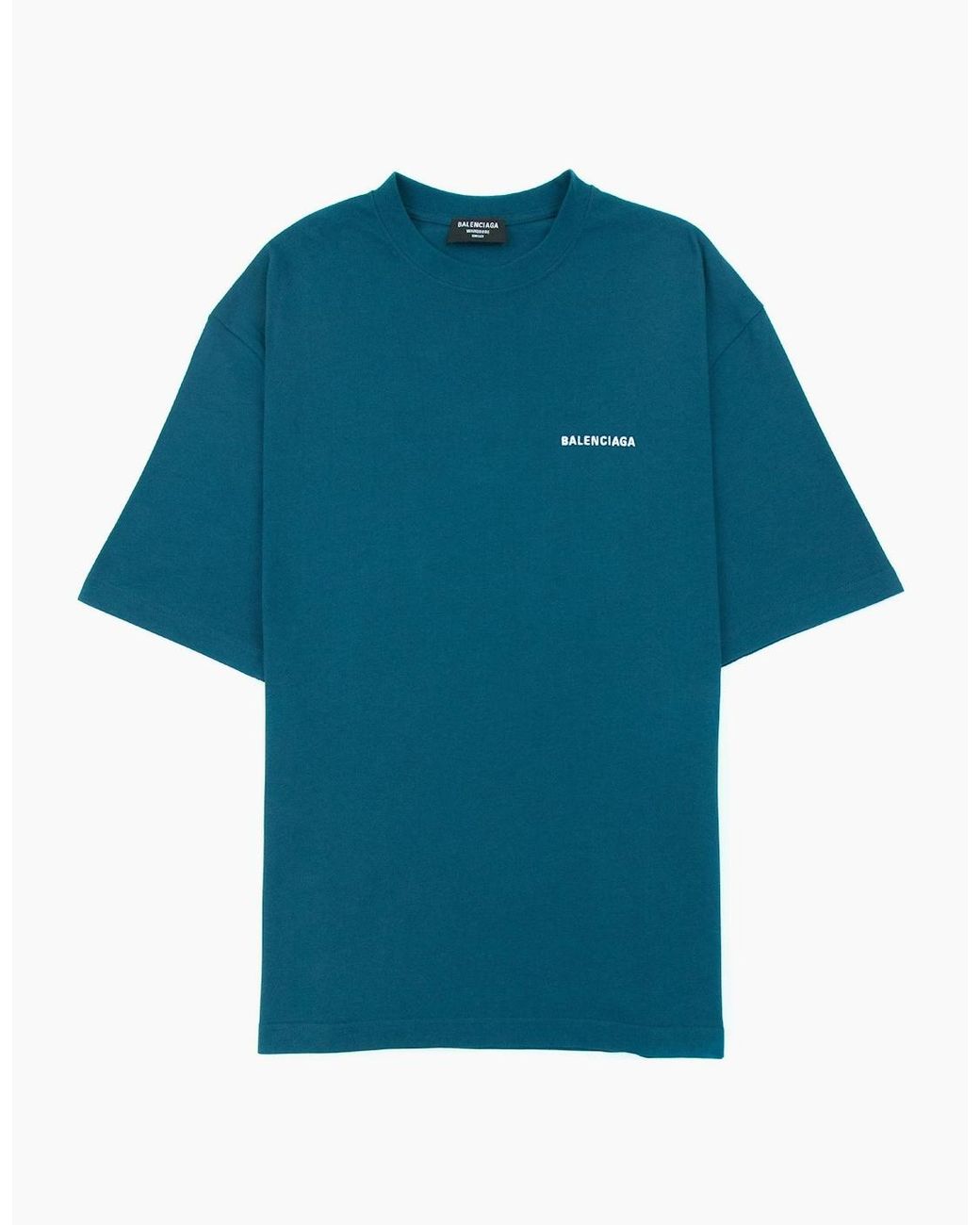Balenciaga Blue Logo Crewneck T Shirt 9567 for men