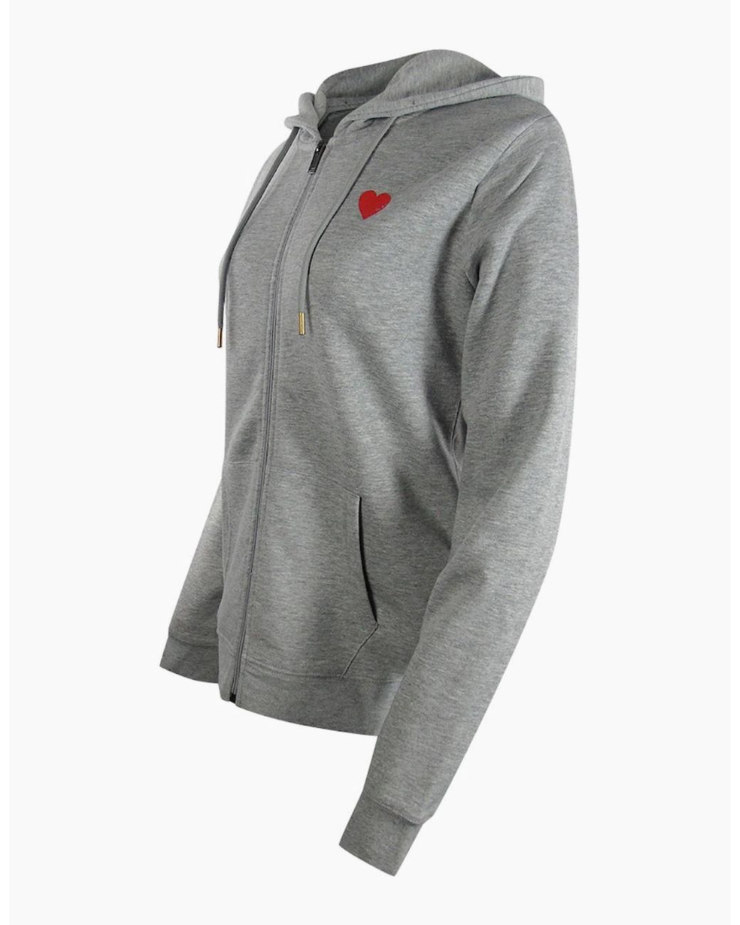 Love Moschino Gray Small Heart Logo Zip Hoodie