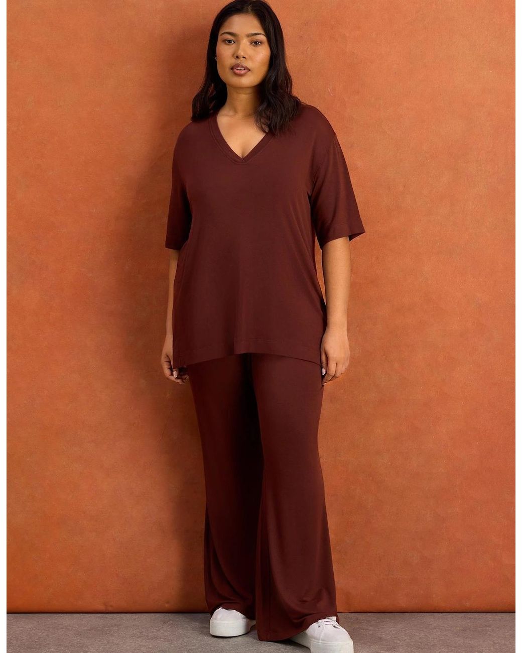 Live Unlimited London Brown Supersoft Wide Leg Trouser
