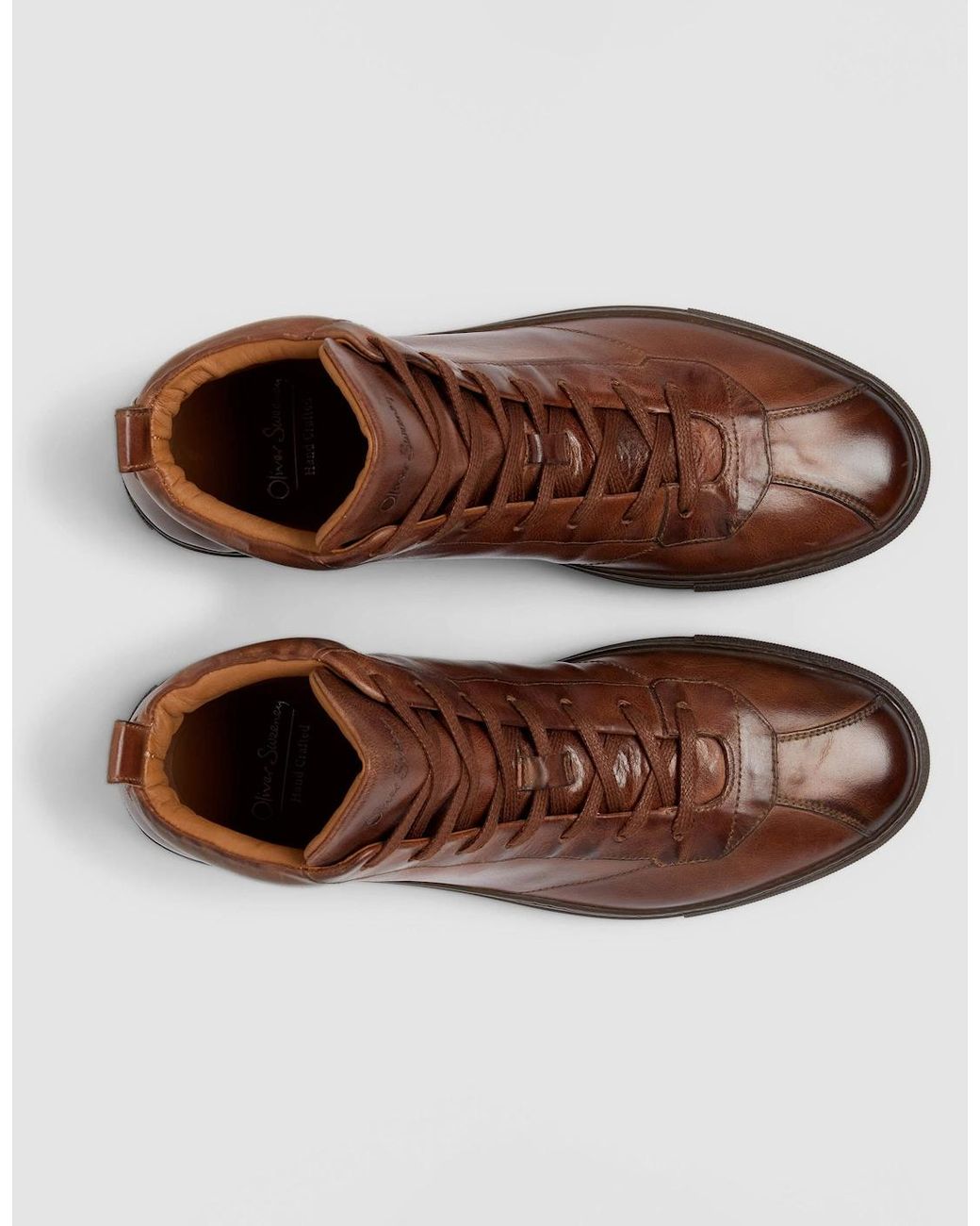 Oliver Sweeney Brown Defeza Calf Leather Retro Hi-Tops for men