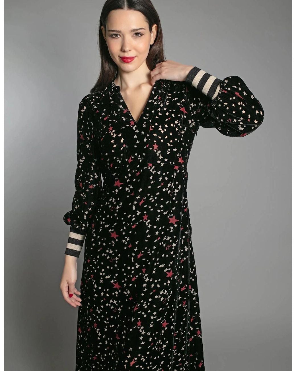 Nooki Design Black Aleanna Devore Maxi Dress