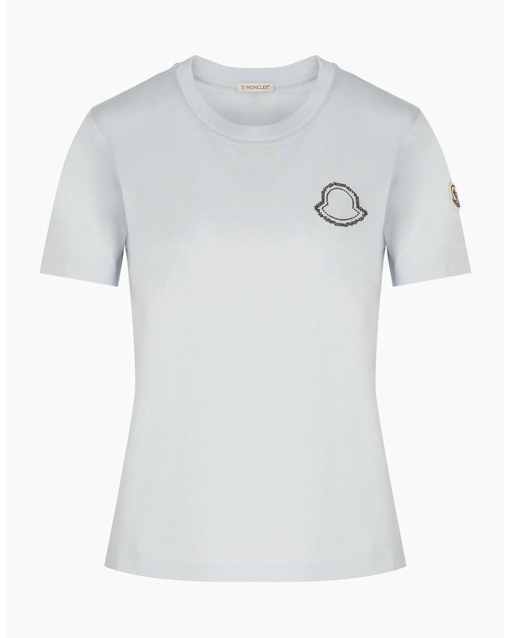 Moncler White Logo Embroidered Crewneck T-Shirt