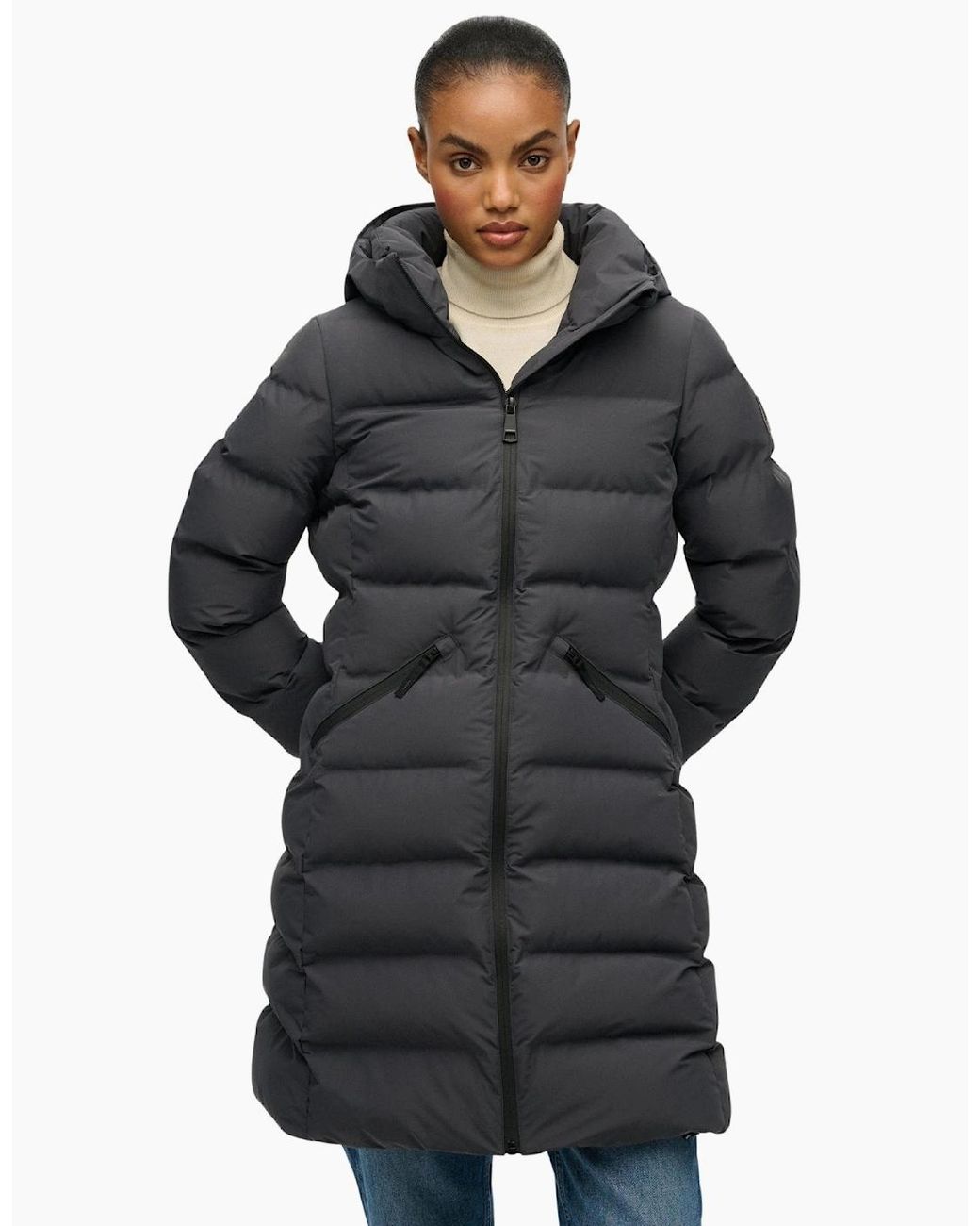 Superdry Black City Mid Length Padded Jacket