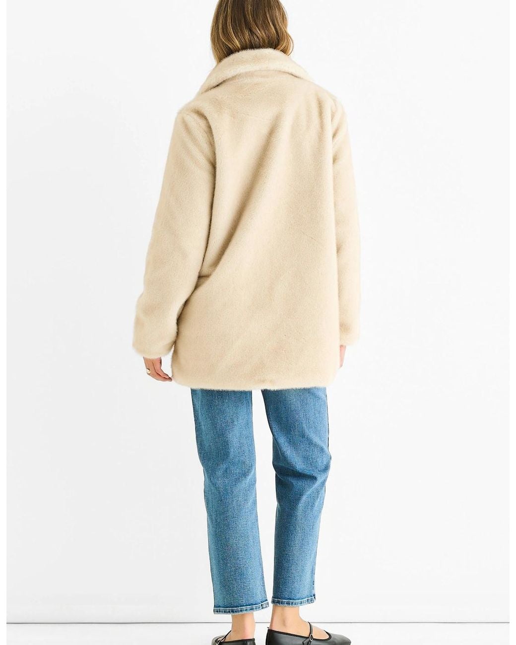Gini London Blue Faux Fur Double Breasted Longline Jacket