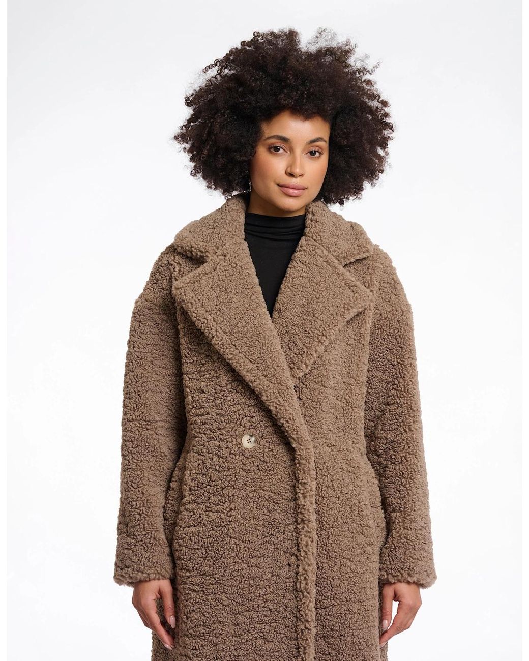 Rino & Pelle Natural Elicia Double Breasted Teddy Coat