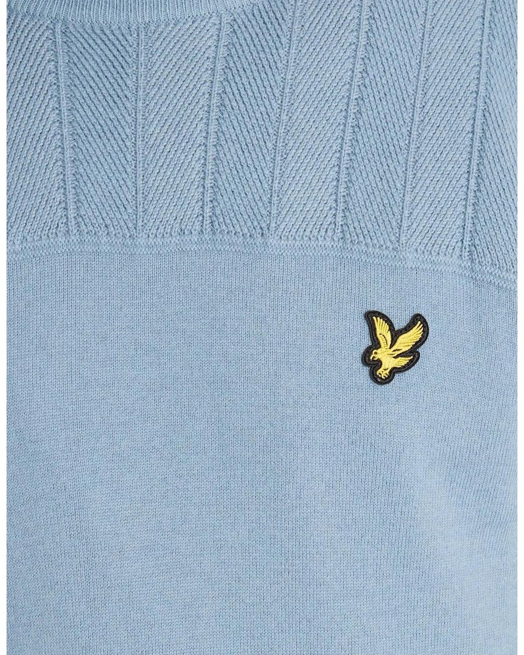 Lyle & Scott Blue Texture Block Crew Neck Jumper for men