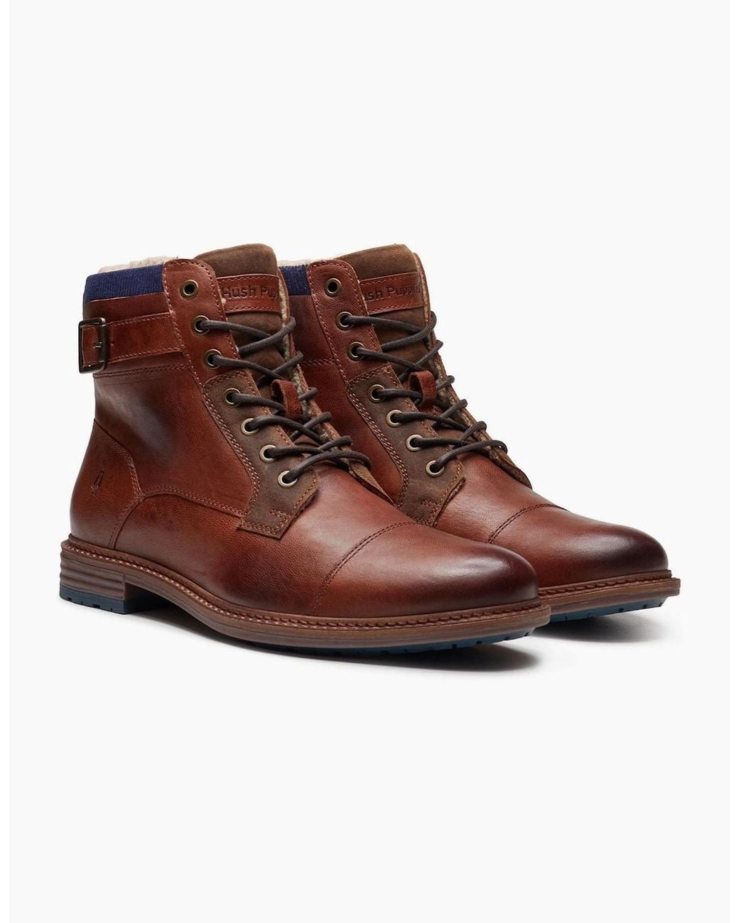 Hush Puppies Brown Jordan Leather Dark Ankle Boots for men