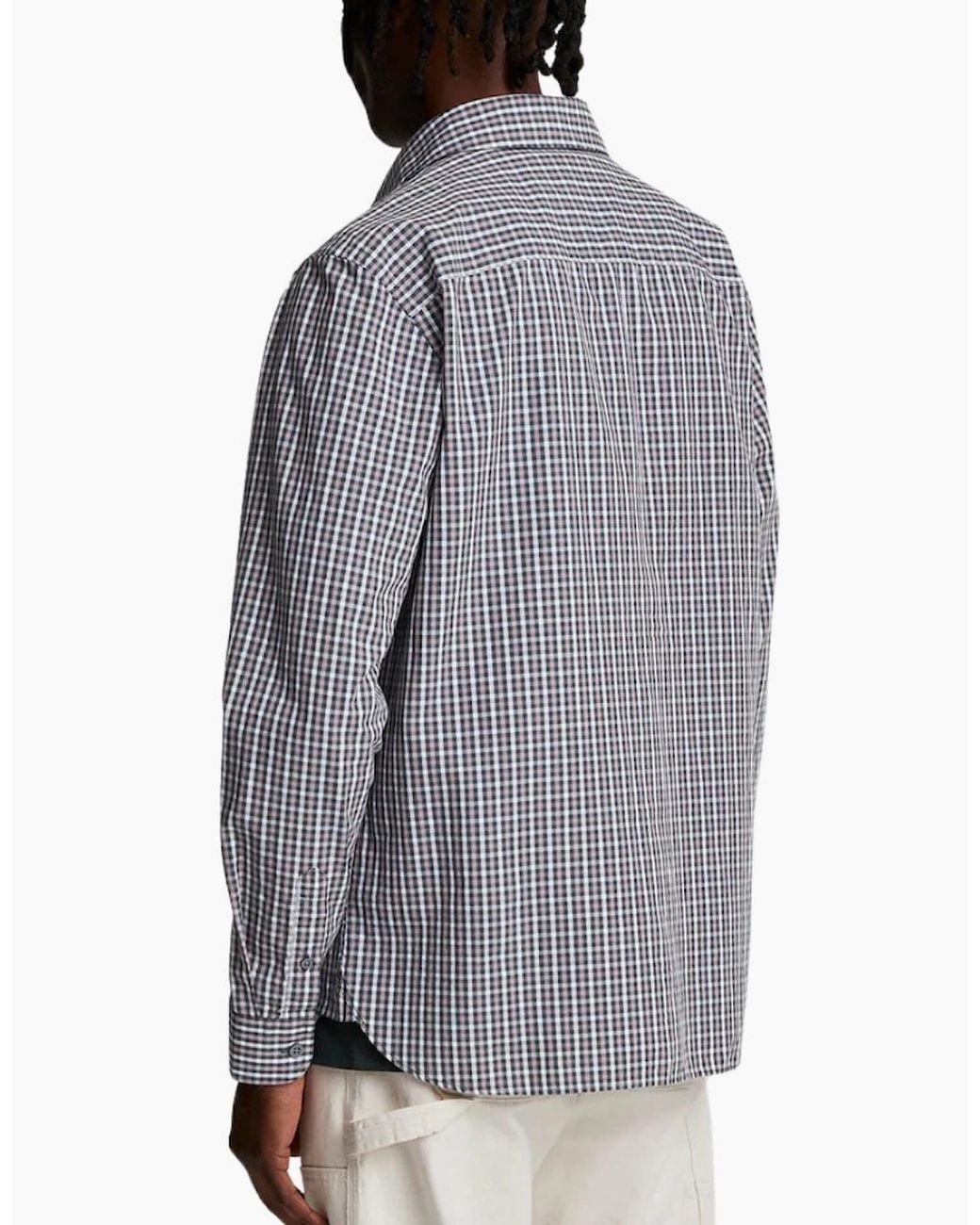 Lyle & Scott Gray Lyle & Scott Checked Gingham Argyle/ Long Sleeve Shirt for men