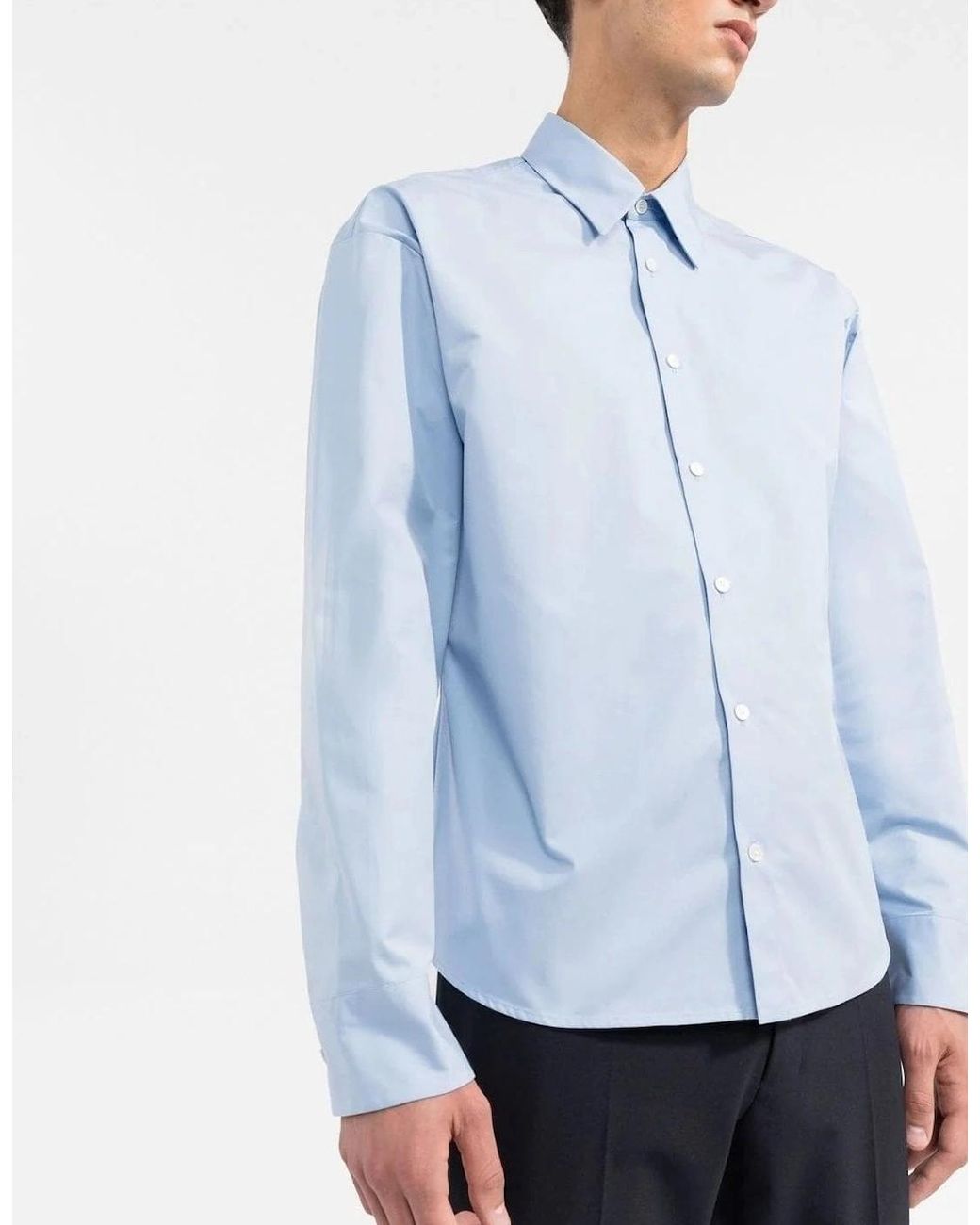 Valentino Blue Cotton Popeline Shirt for men