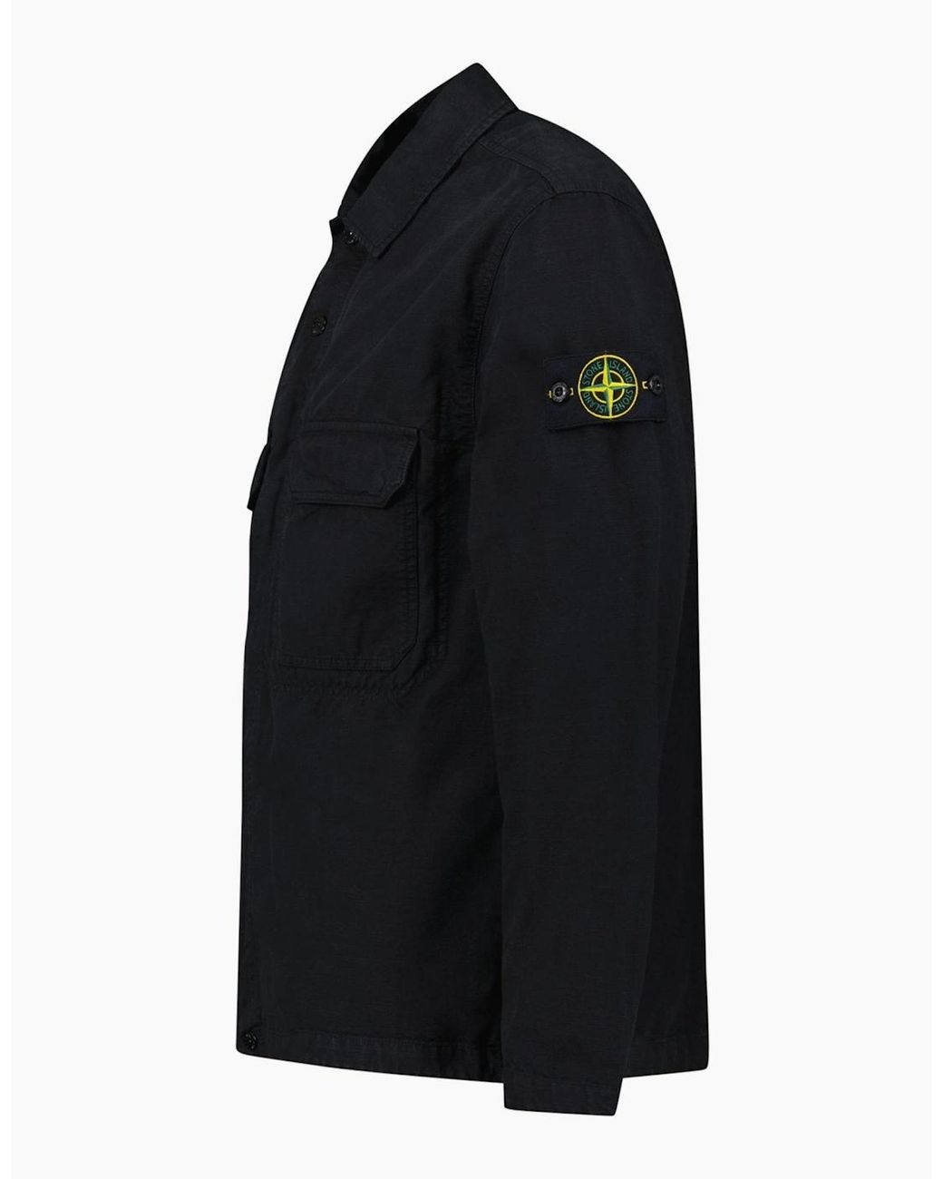 Stone Island Black Organic Cotton Ripstop Overshirt for men