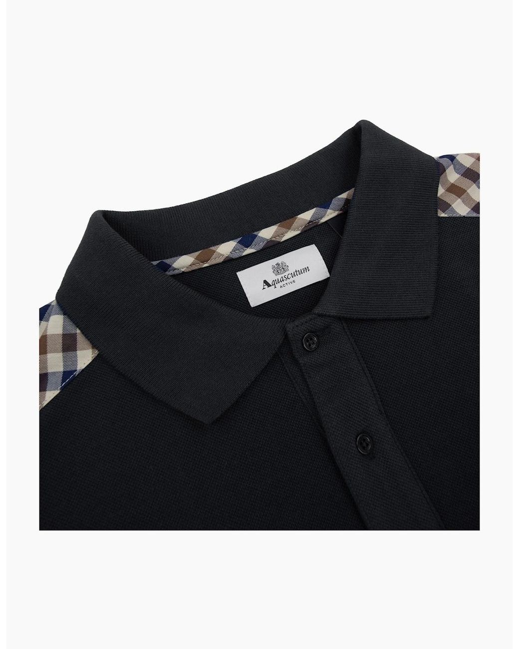 Aquascutum Black Stripes Piquet L/S Polo 16 for men