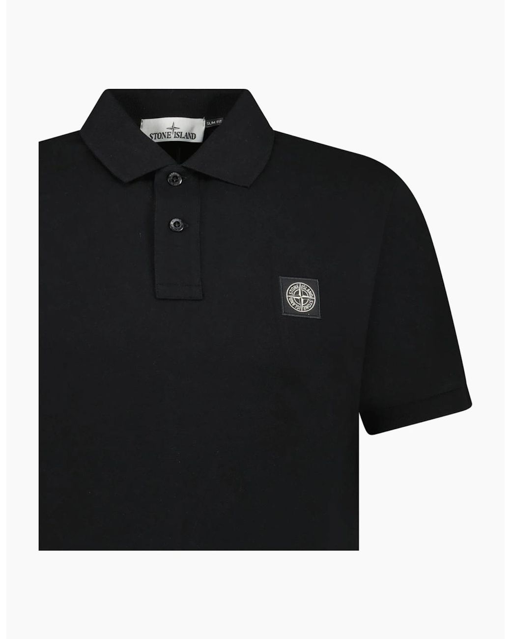 Stone Island Black Compass Logo Polo for men