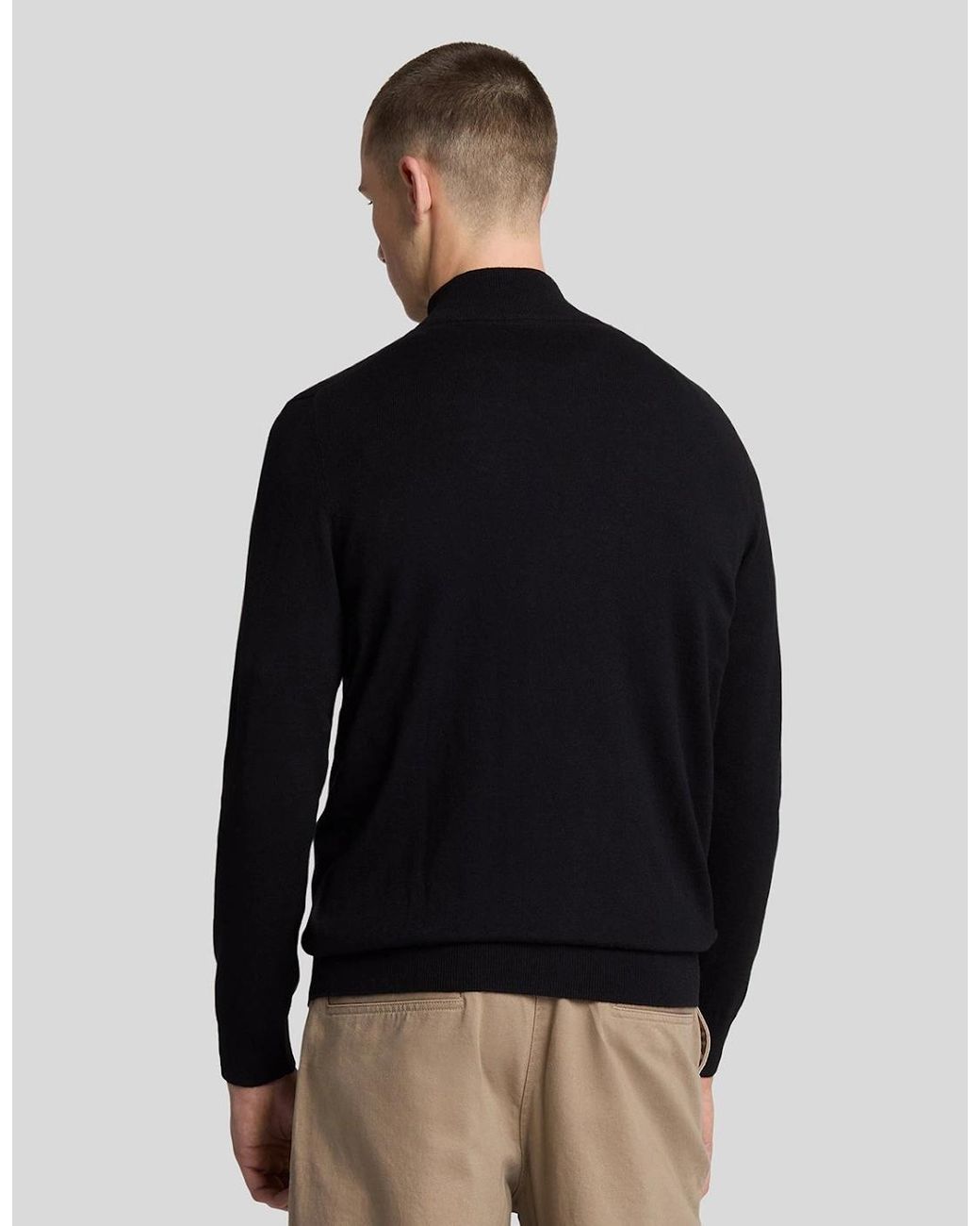 Lyle & Scott Black Cotton Merino 1/4 Zip Jumper for men
