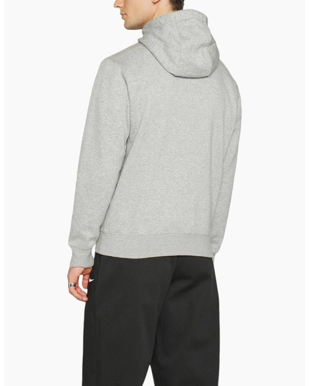 Nike Gray Dx0783 Fleece Hoodie Club Bb Stacked Long Sleeve Swoosh Pullover Hoody for men