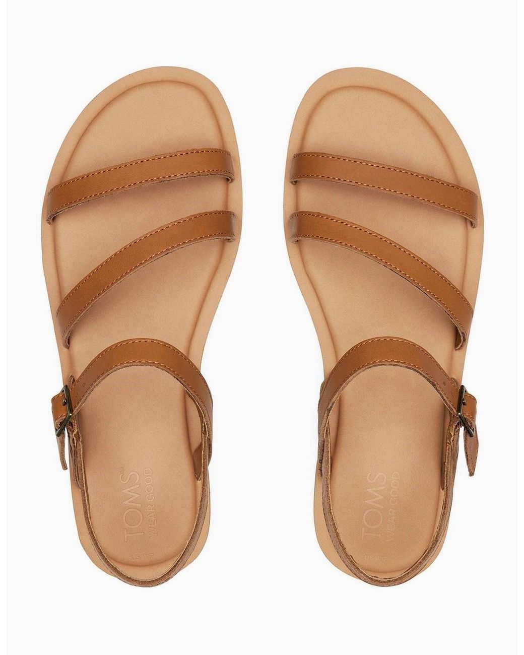 TOMS Brown Kira Leather Tan Sandals for men