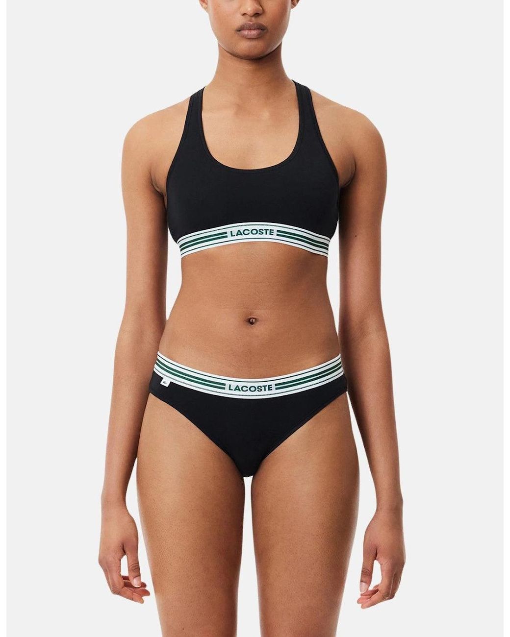 Lacoste Black Heritage Stretch Cotton Racer Back Bralette