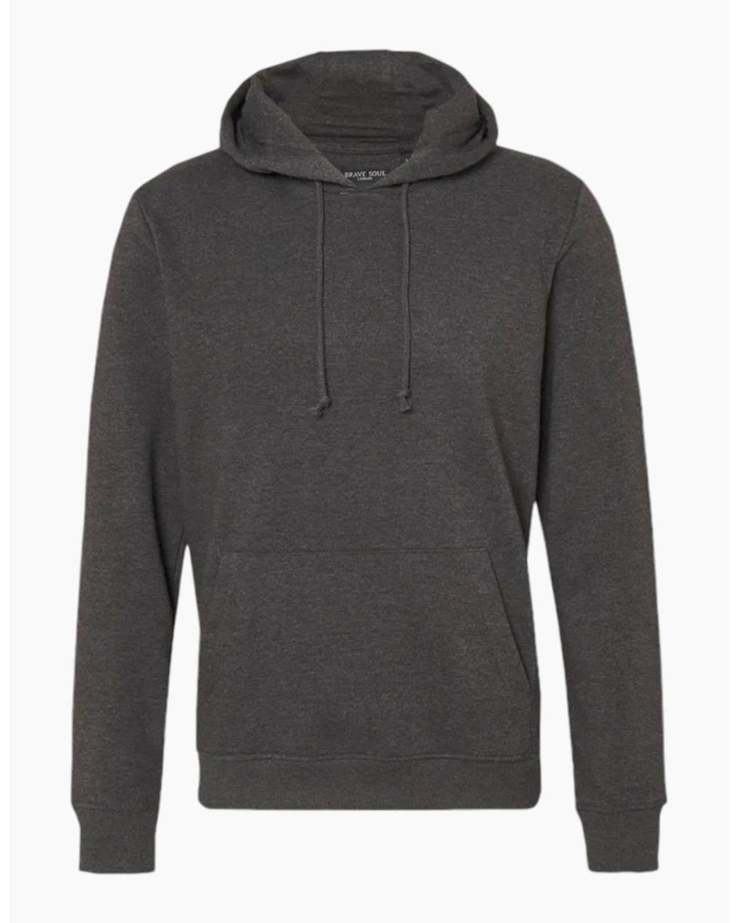 Brave Soul Gray Plain Hoodies Long Sleeve Pullover Fleece Top Hooded Sweatshirt for men