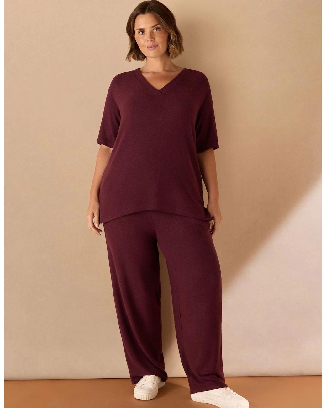 Live Unlimited London Purple Burgundy Supersoft Trouser