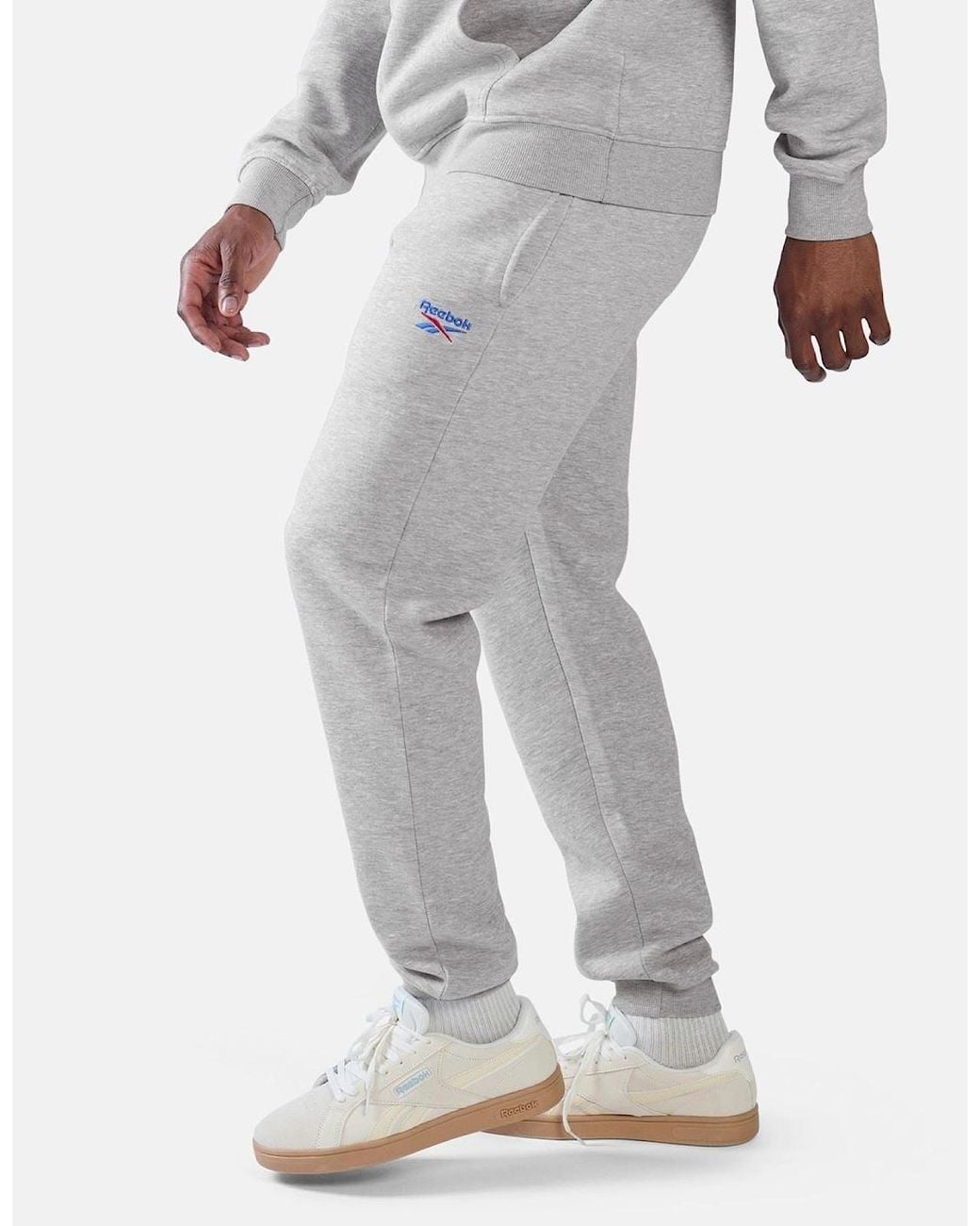 Reebok White Id 2-Colour Logo Cuffed Joggers Cotton Joggers for men