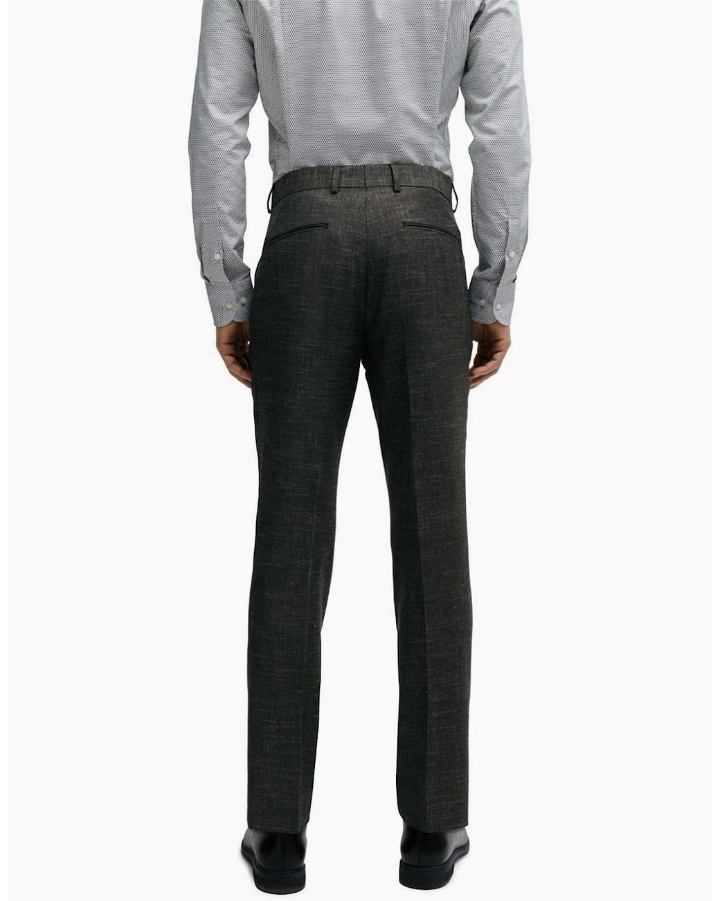 Boss Gray Genius 241 Slim Cut Trousers for men