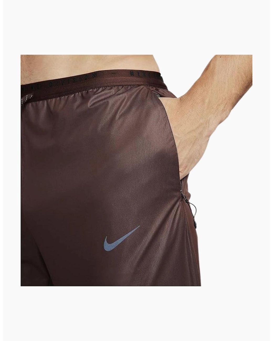 Nike Brown Plain Dark Running Trousers for men