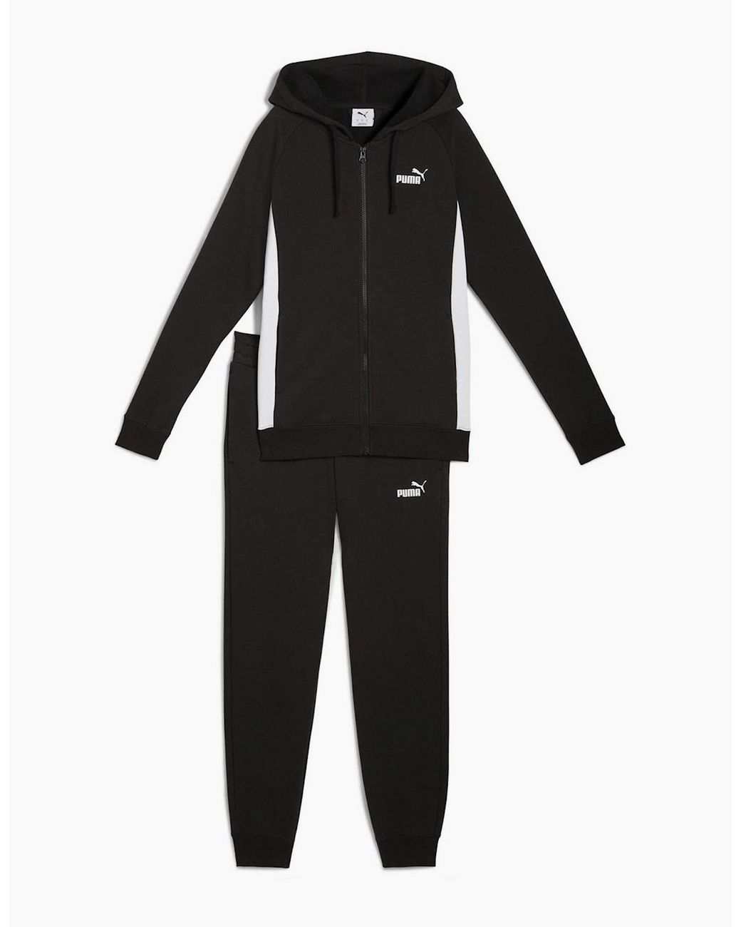 PUMA Black Full Zip Hooded Fleece Tracksuit