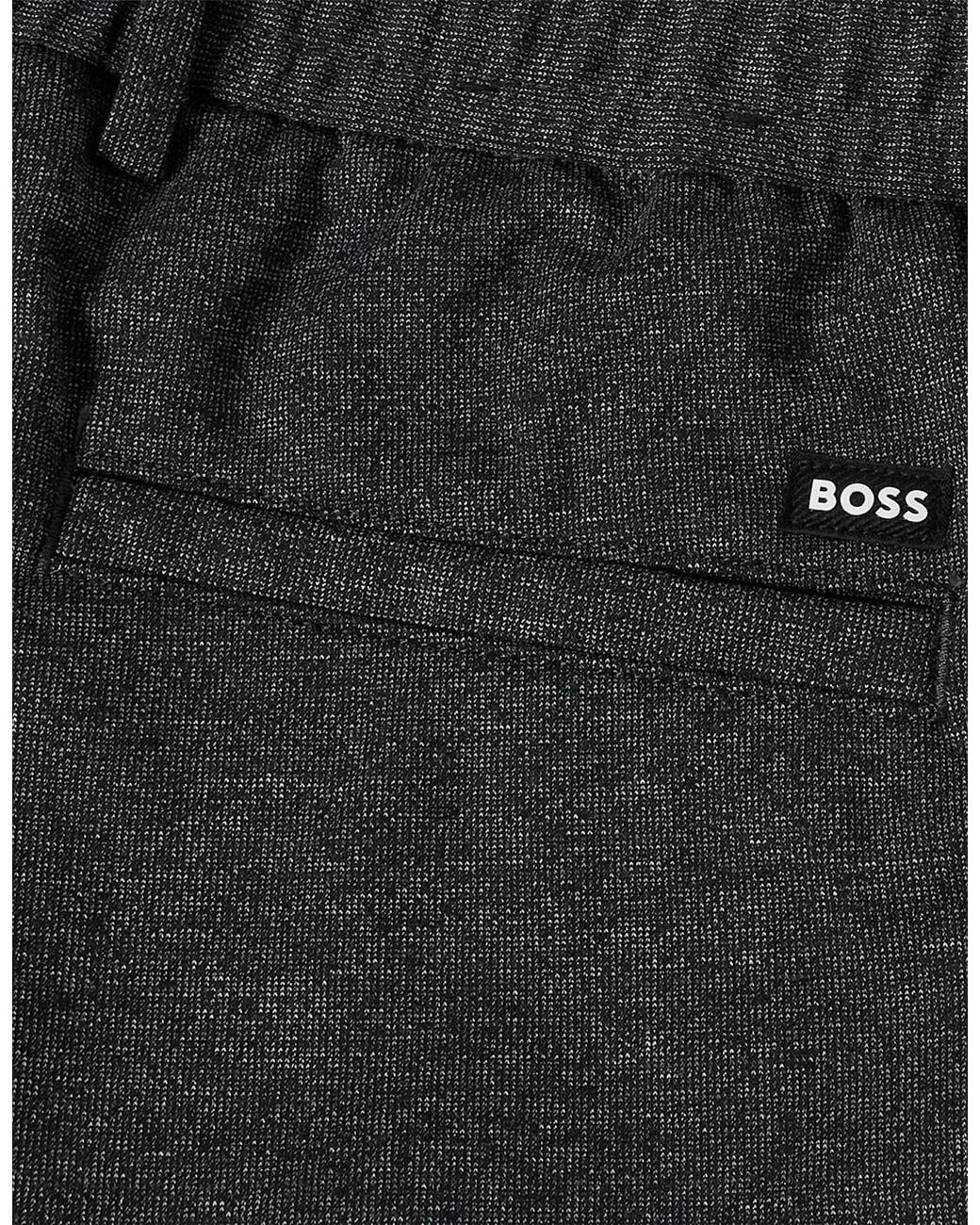 Boss Blue Solid Patterned Straight Trousers for men