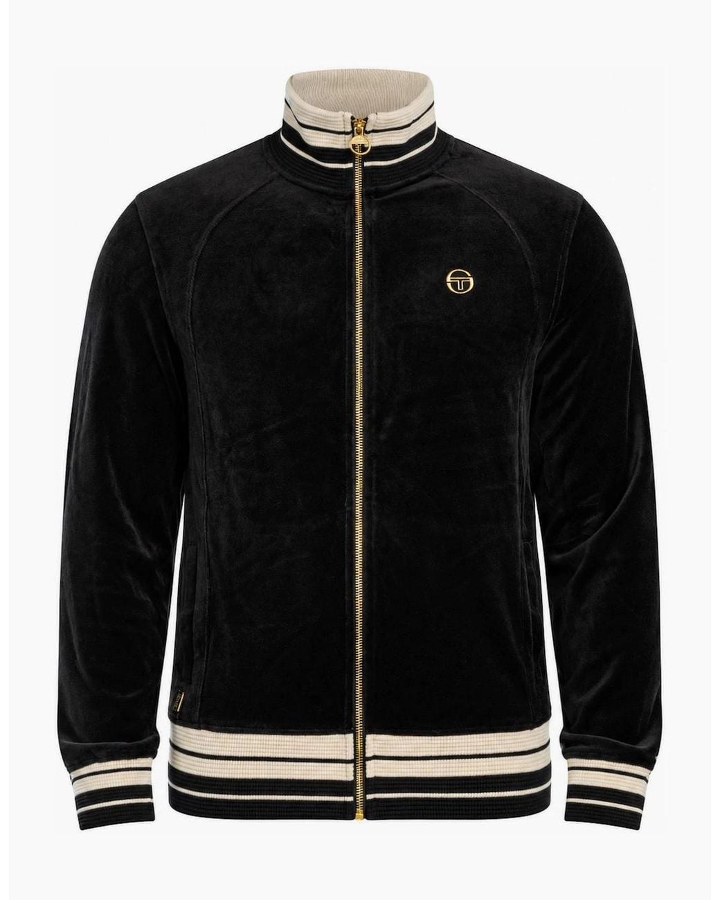 Sergio Tacchini Black Lazzari Velour Track Top Jacket for men