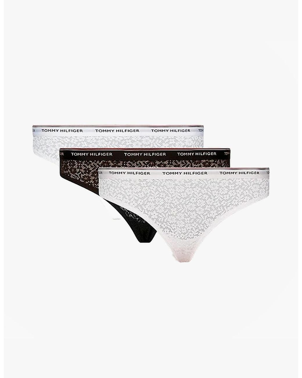 Tommy Hilfiger White Bikini Lace 3 Pack Briefs//Light