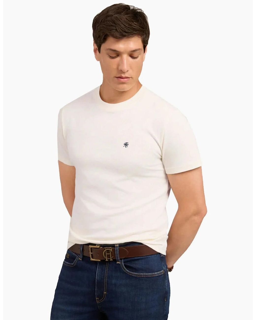 Holland Cooper White Crew Neck T-Shirt for men