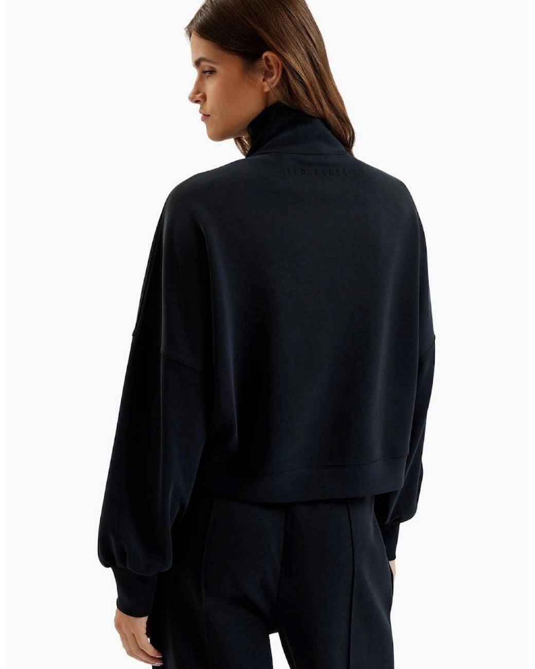Ted Baker Black Arorha Cupro Zip Through Funnel Neck