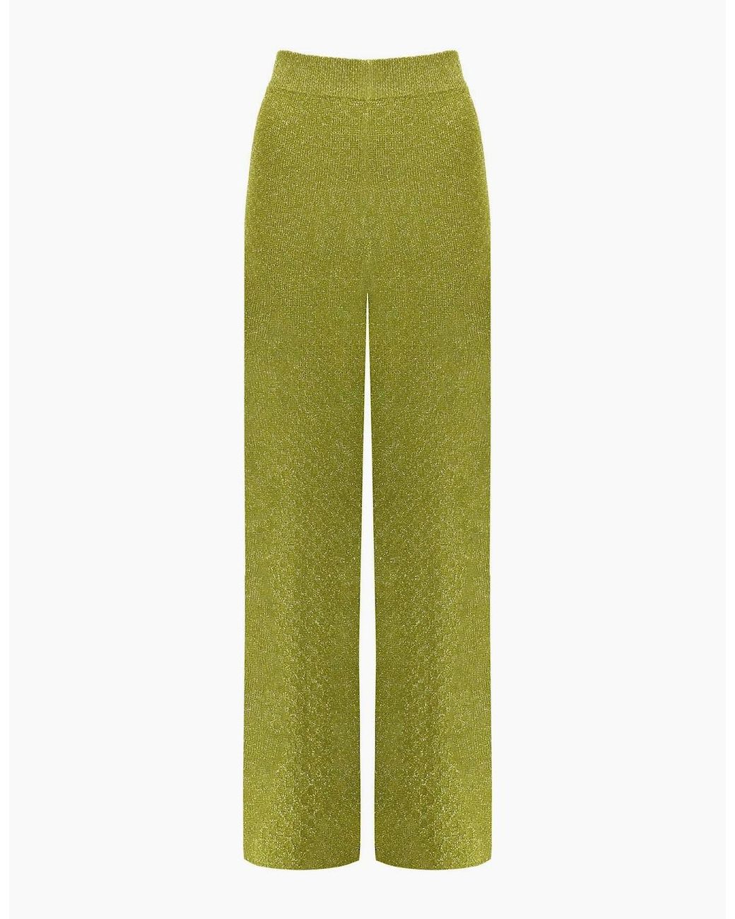 Ro&zo Metallic Sheer Lurex Knit Flared Trousers