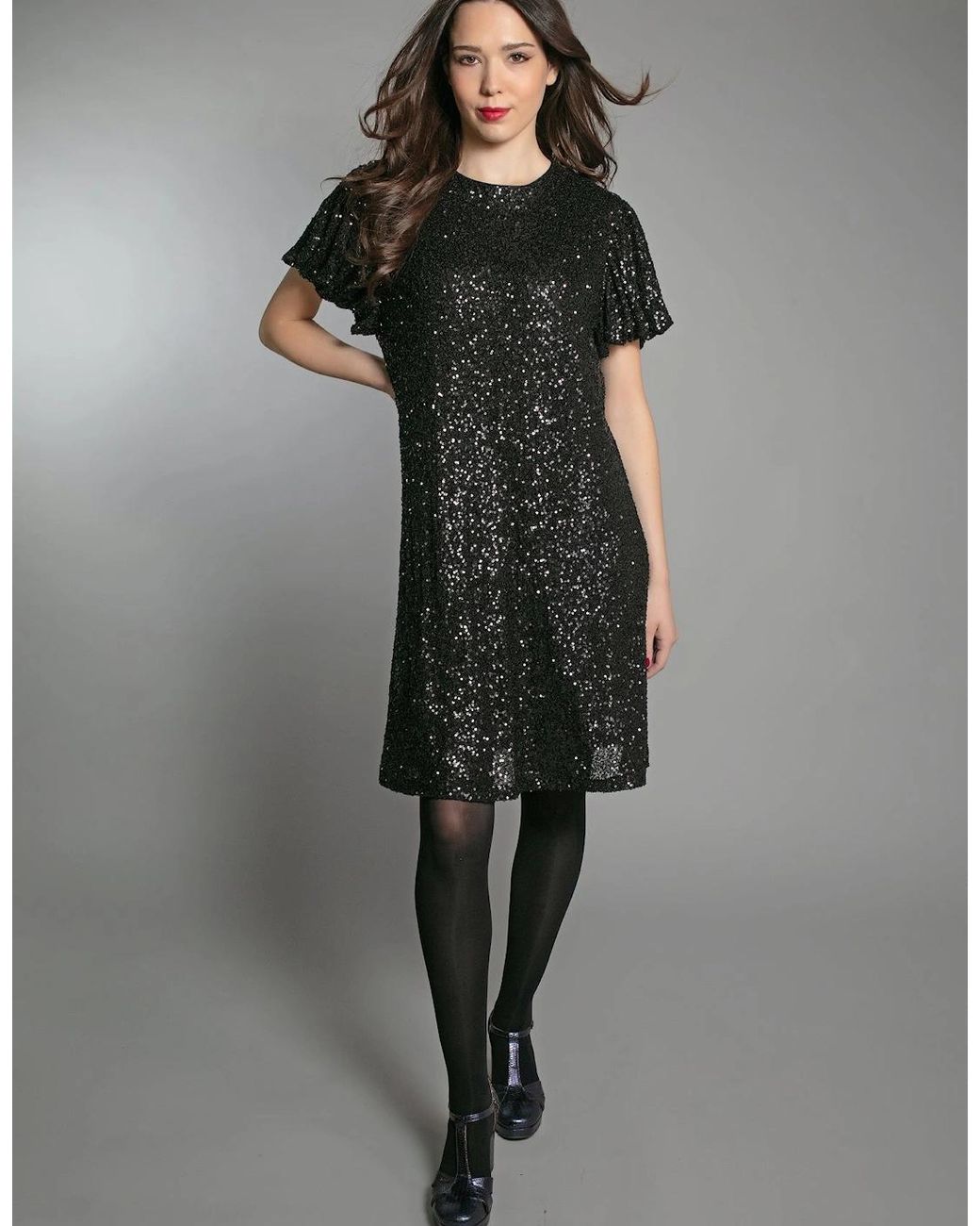 Nooki Design Gray Dusty Sequin T Shirt Dress