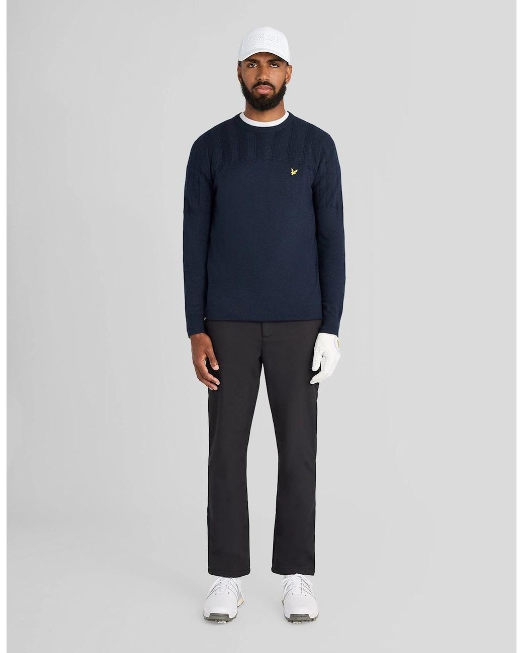 Lyle & Scott Blue Texture Block Crew Neck Jumper for men