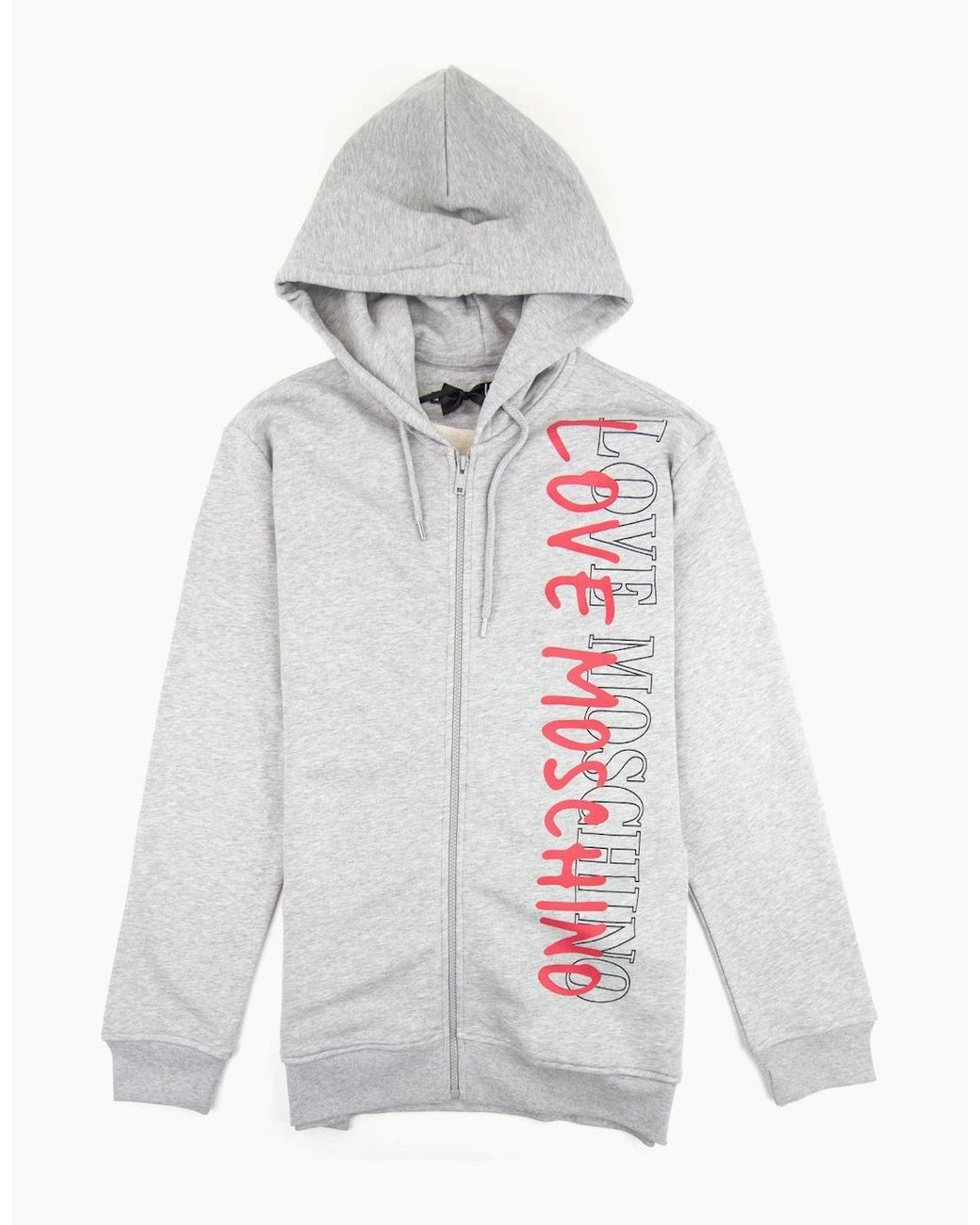 Love Moschino White Overlap Script Logo Zip Up Hoodie for men
