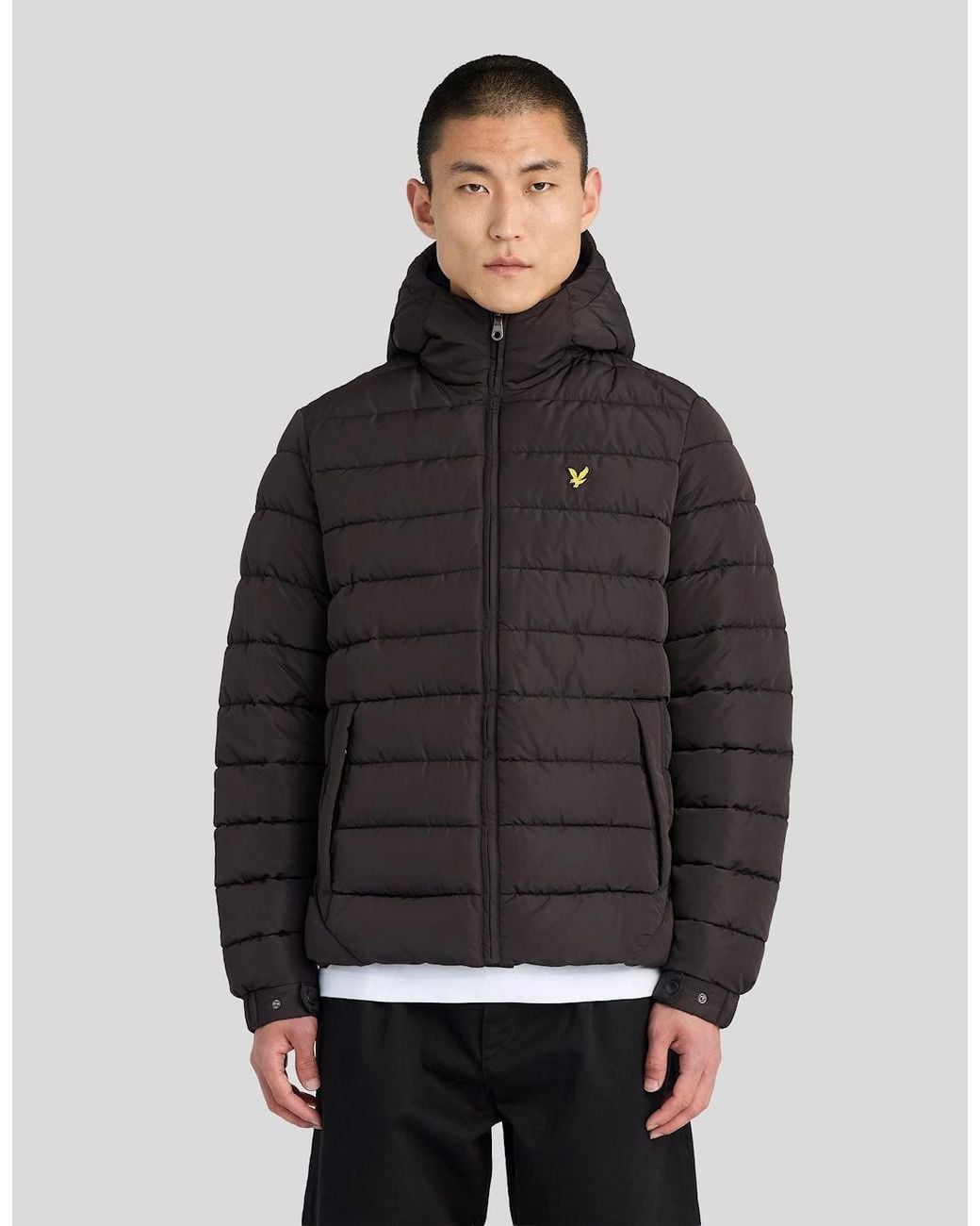 Lyle & Scott Black Hooded Quilted Jacket for men