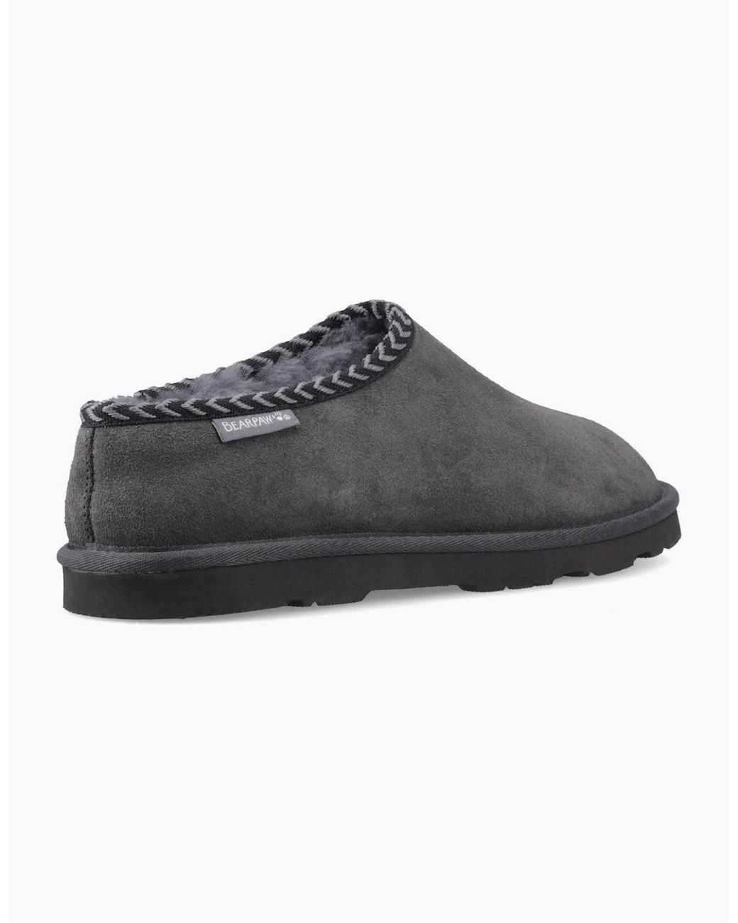 BEARPAW Gray Beau Suede Dark Slippers for men