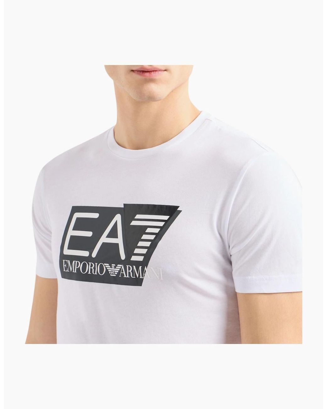 Armani White Ea7 3Dpt81 T Shirt Emporio Short Sleeve Casual Cotton Tee Top for men