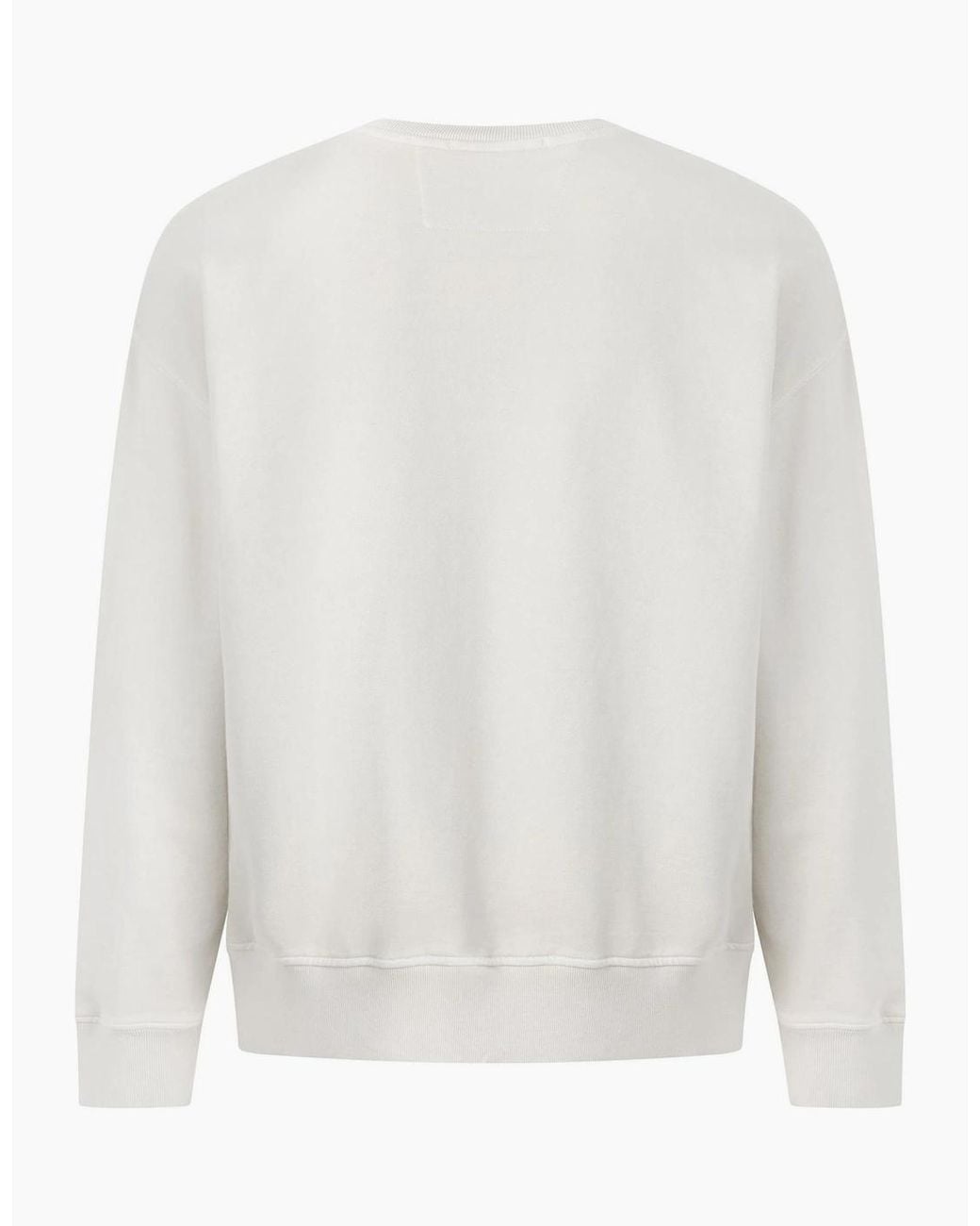 C P Company White Logo Crew Sweat for men