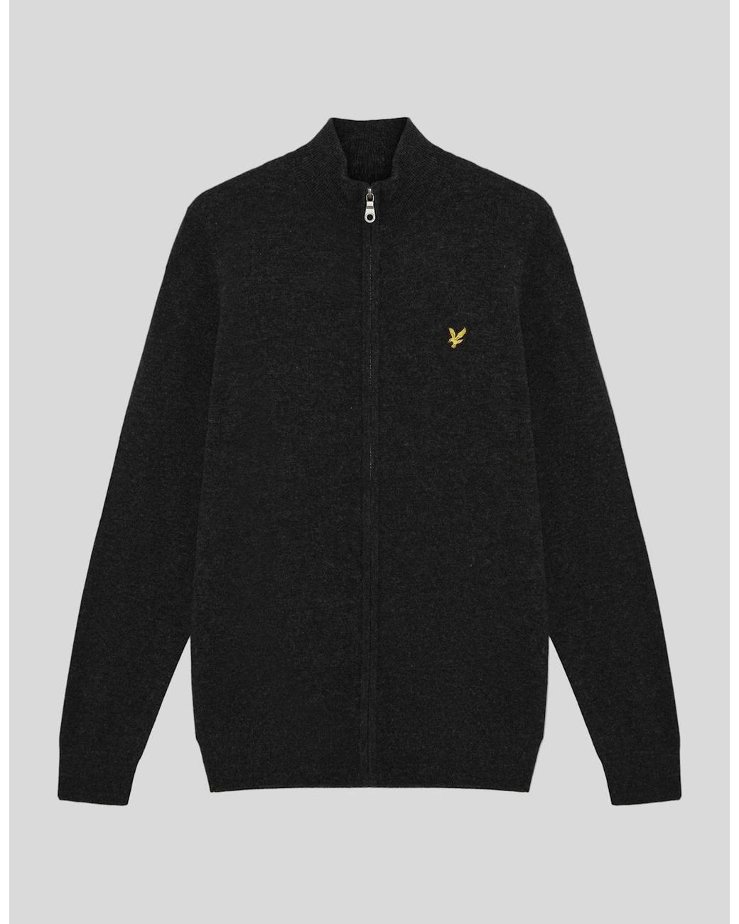 Lyle & Scott Black Lambswool Blend Zip Cardigan for men