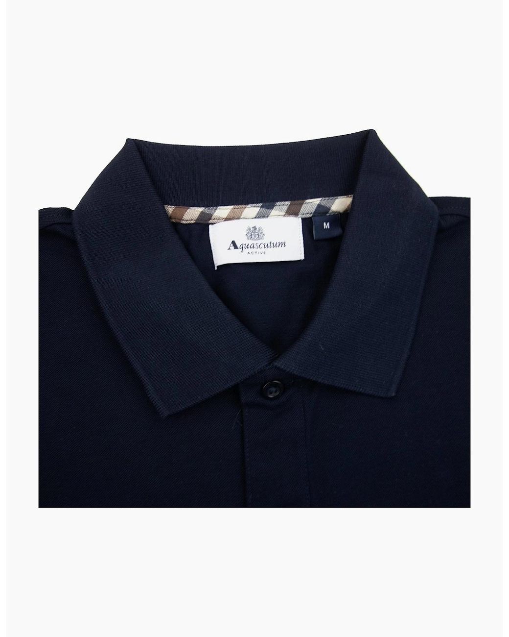Aquascutum Blue Supima Club Check Sleeves Polo for men