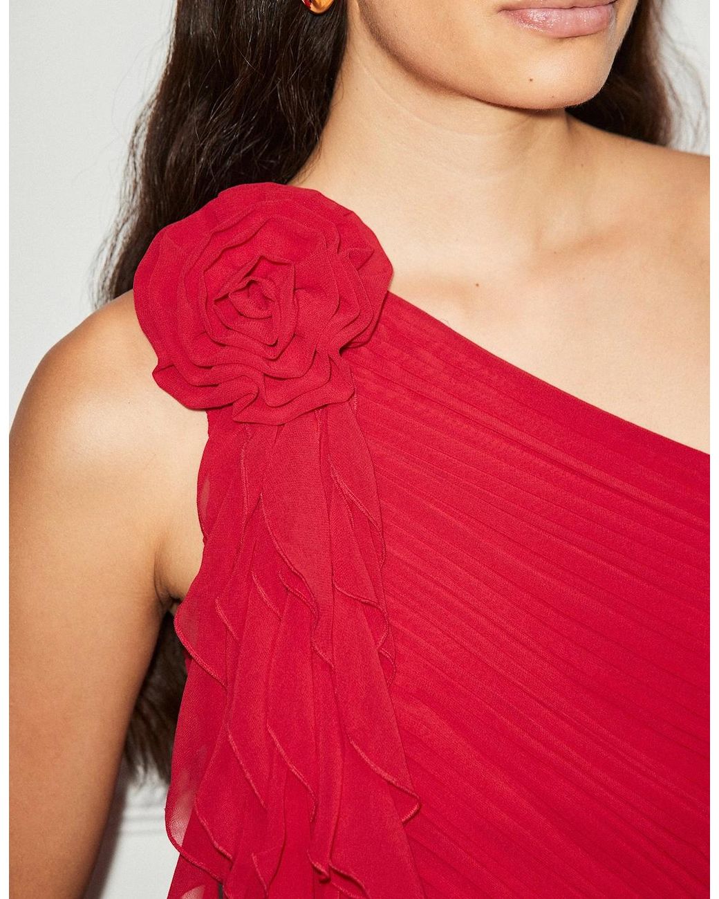 Ro&zo Red Isla Corsage One Shoulder Dress